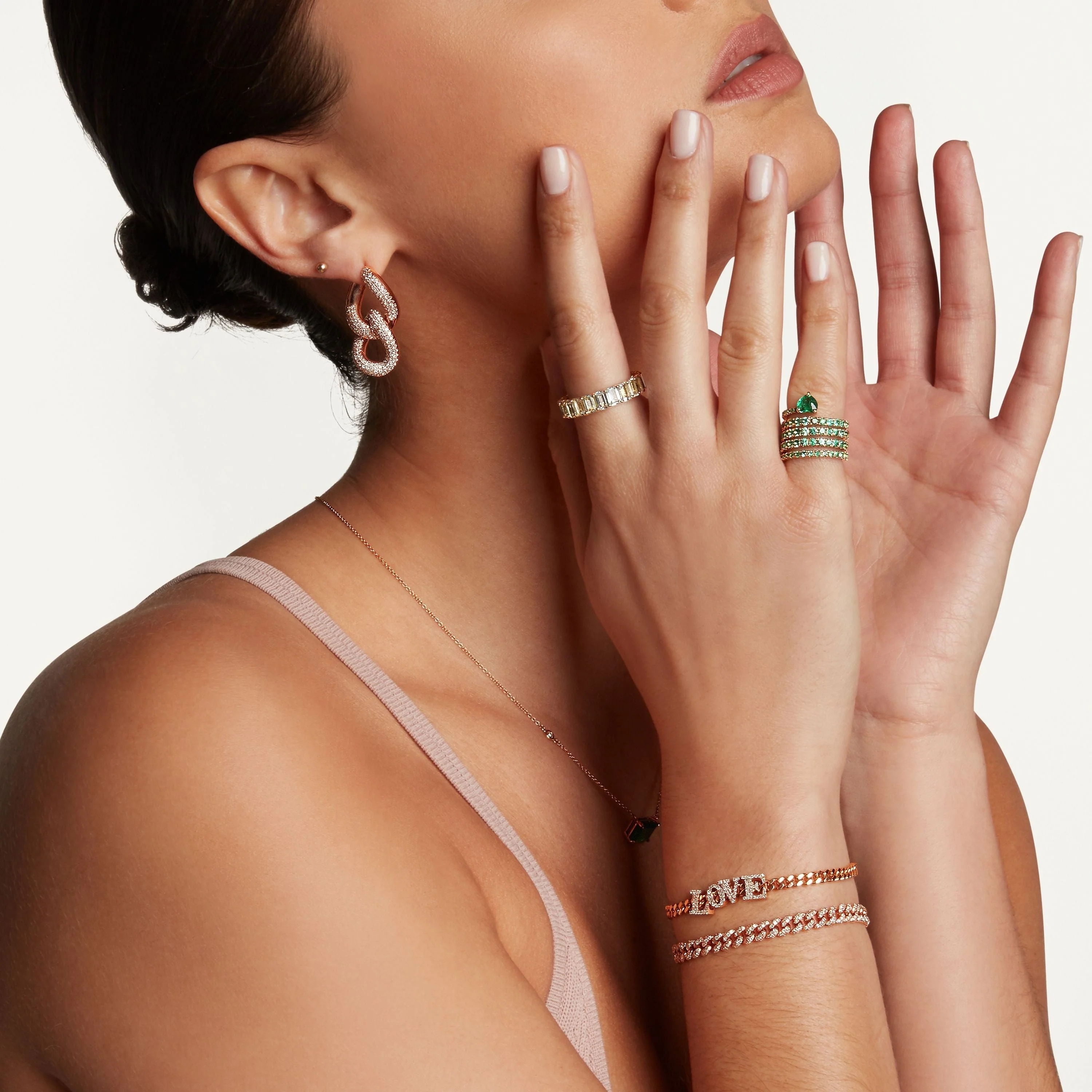 READY TO SHIP DIAMOND DOUBLE PAVE LINK EARRINGS - Image 2