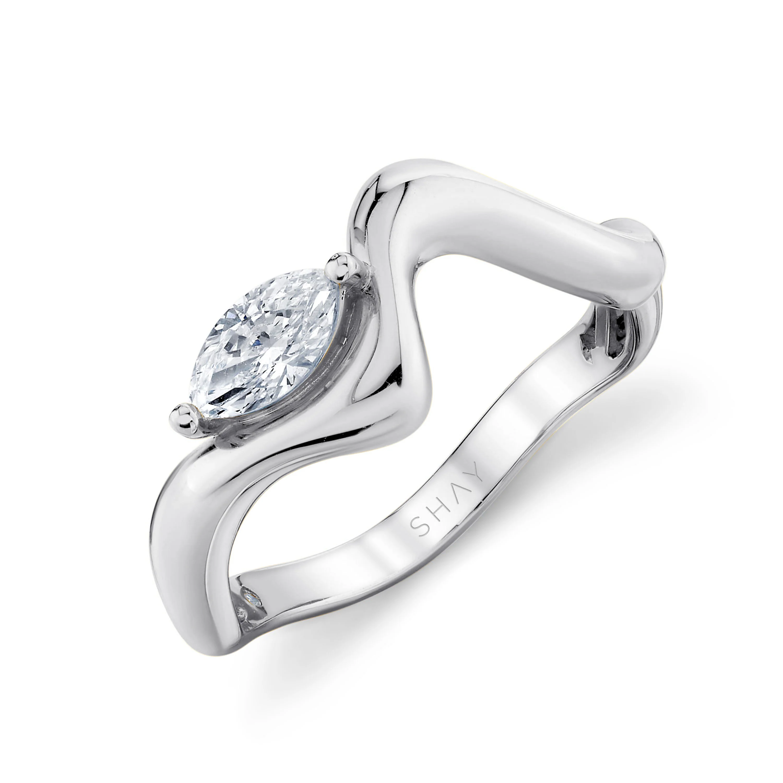READY TO SHIP DIAMOND MARQUISE WAVE RING - Image 3