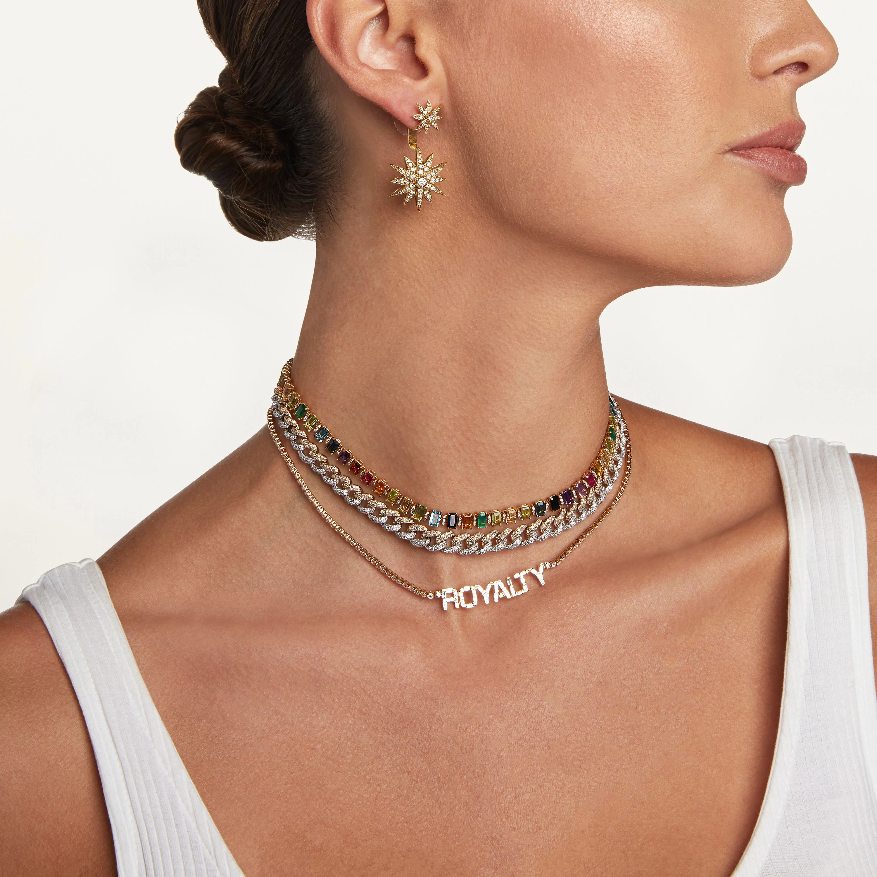 READY TO SHIP DIAMOND TWO-TONE PAVE MEDIUM LINK CHOKER - Image 2