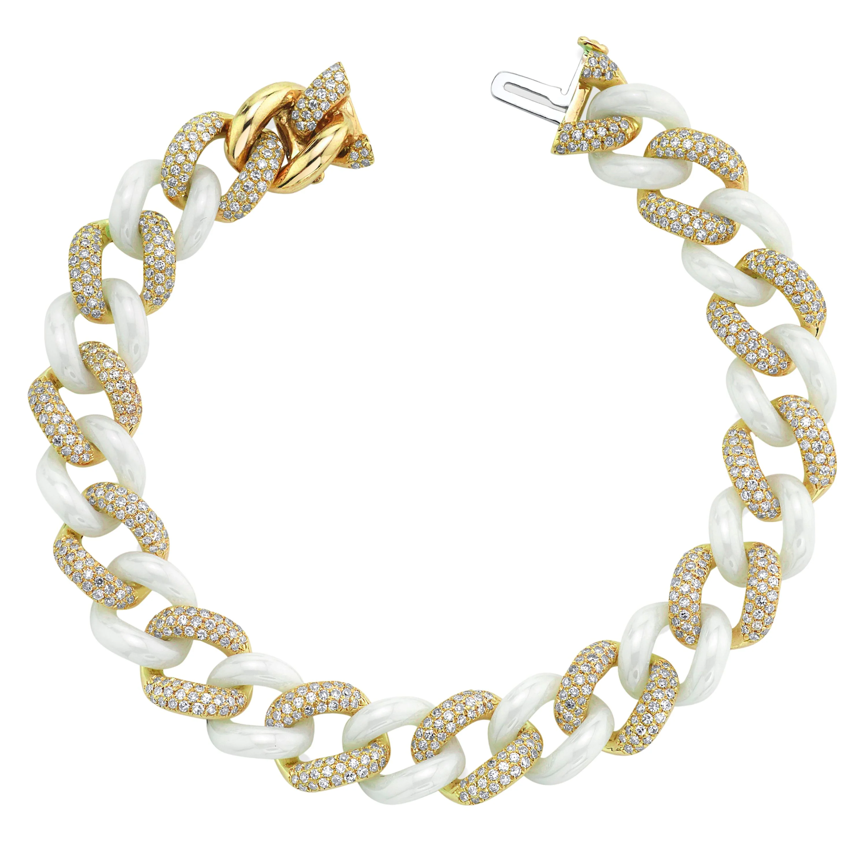 READY TO SHIP DIAMOND PAVE & WHITE CERAMIC ESSENTIAL LINK BRACELET