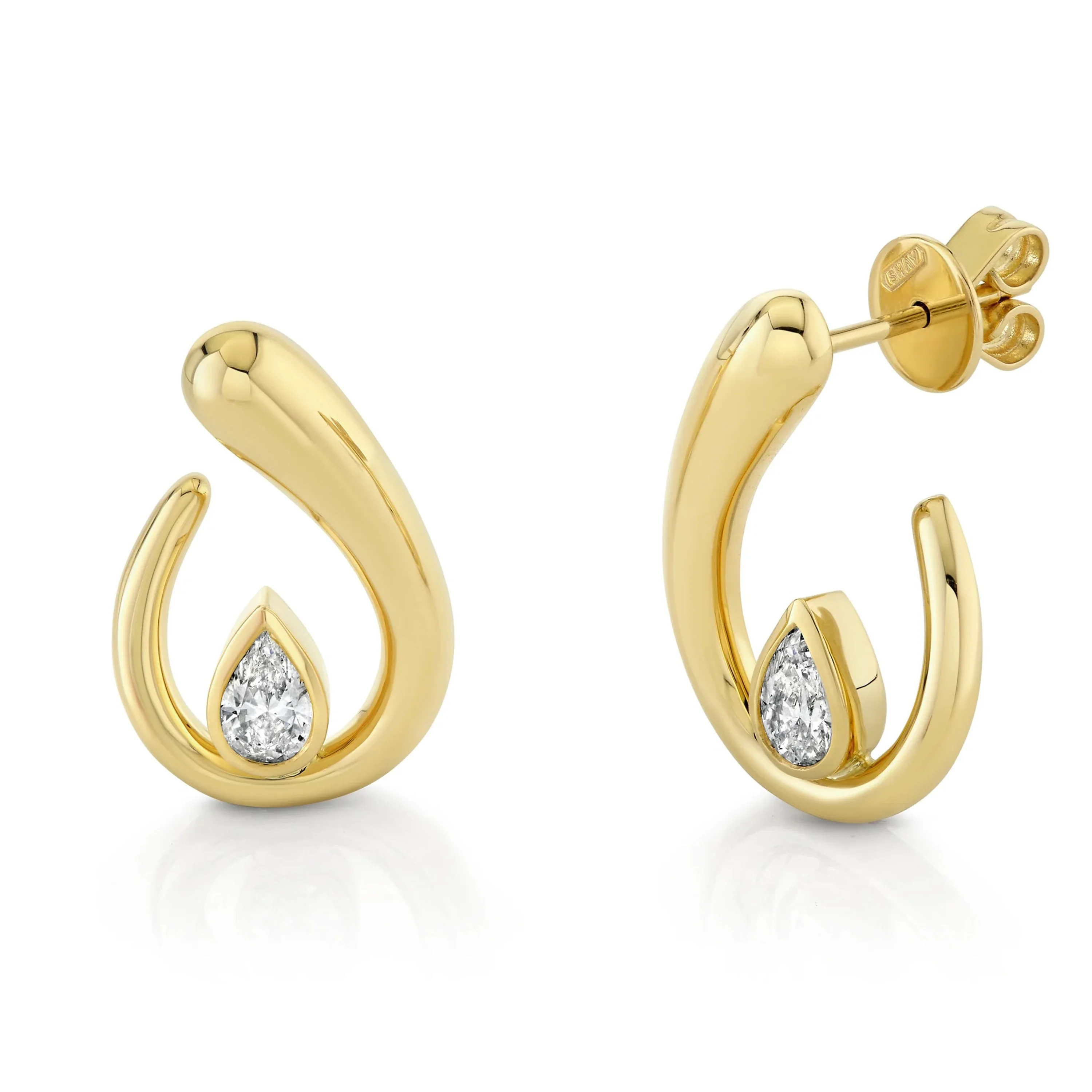 DIAMOND PEAR LOOP EARRINGS