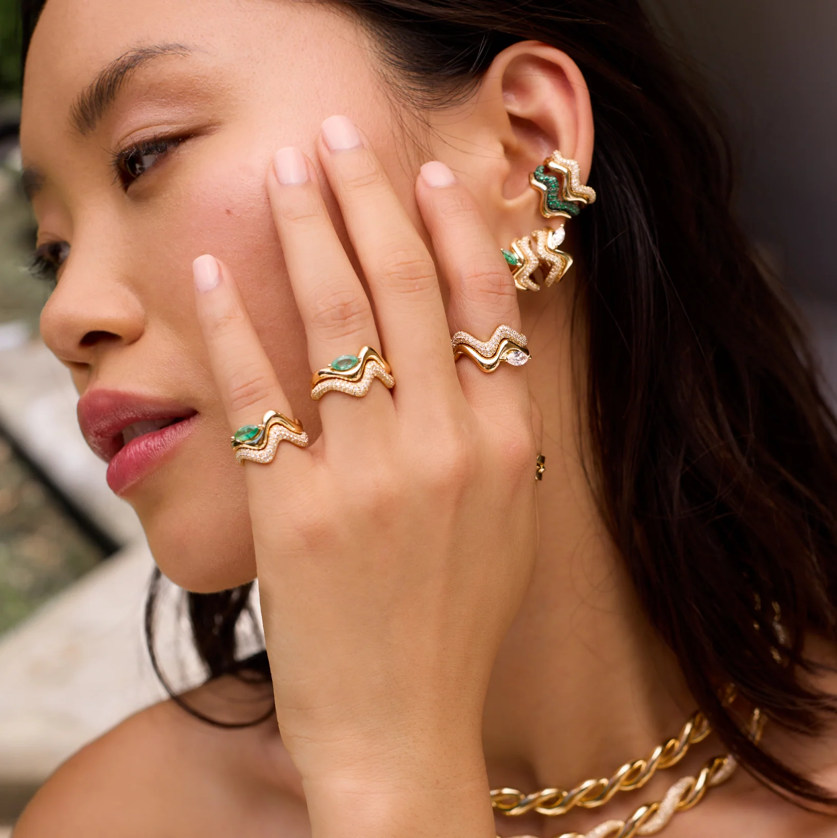 READY TO SHIP DIAMOND WAVE PINKY RING - Image 2