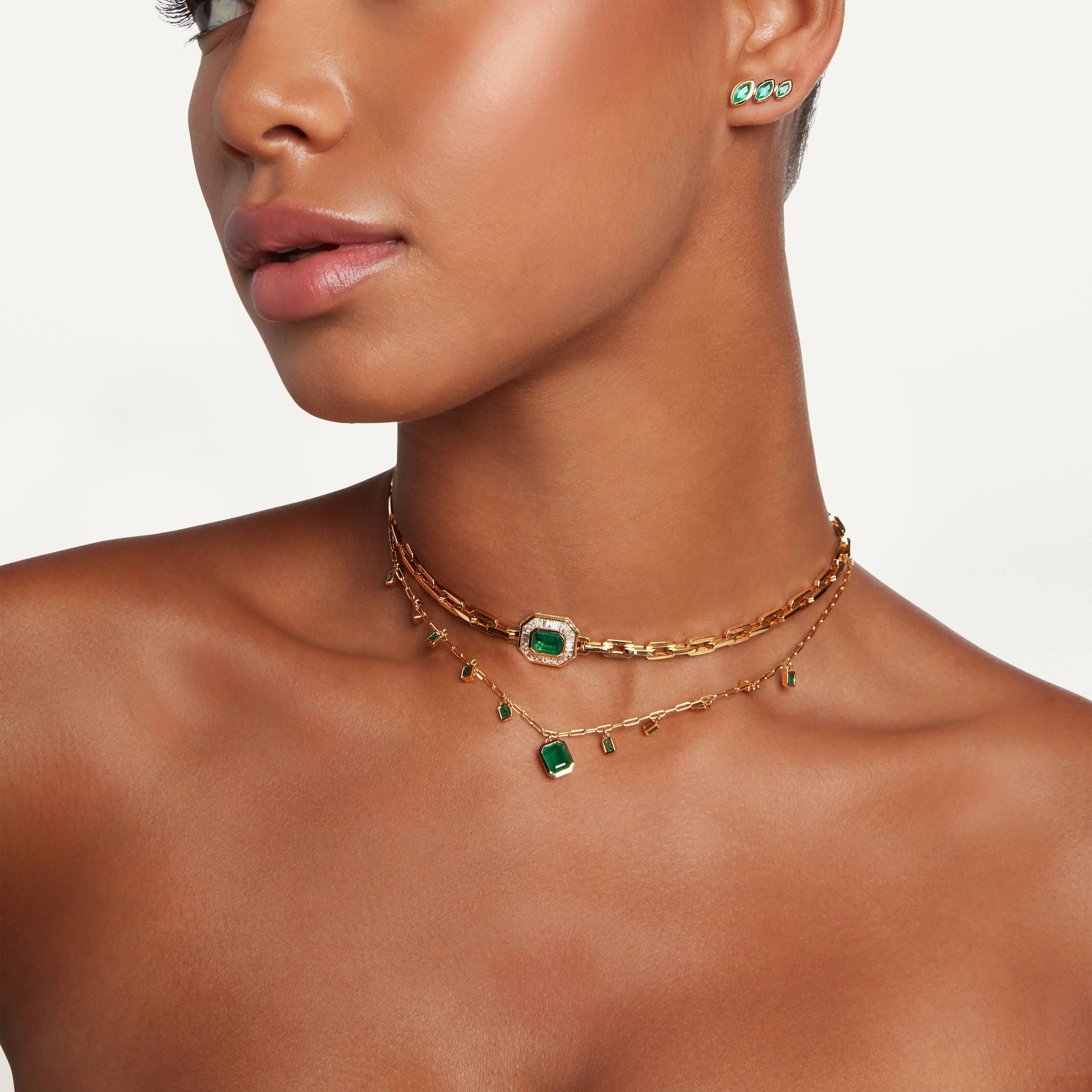 READY TO SHIP EMERALD BAGUETTE DROP CHOKER - Image 2