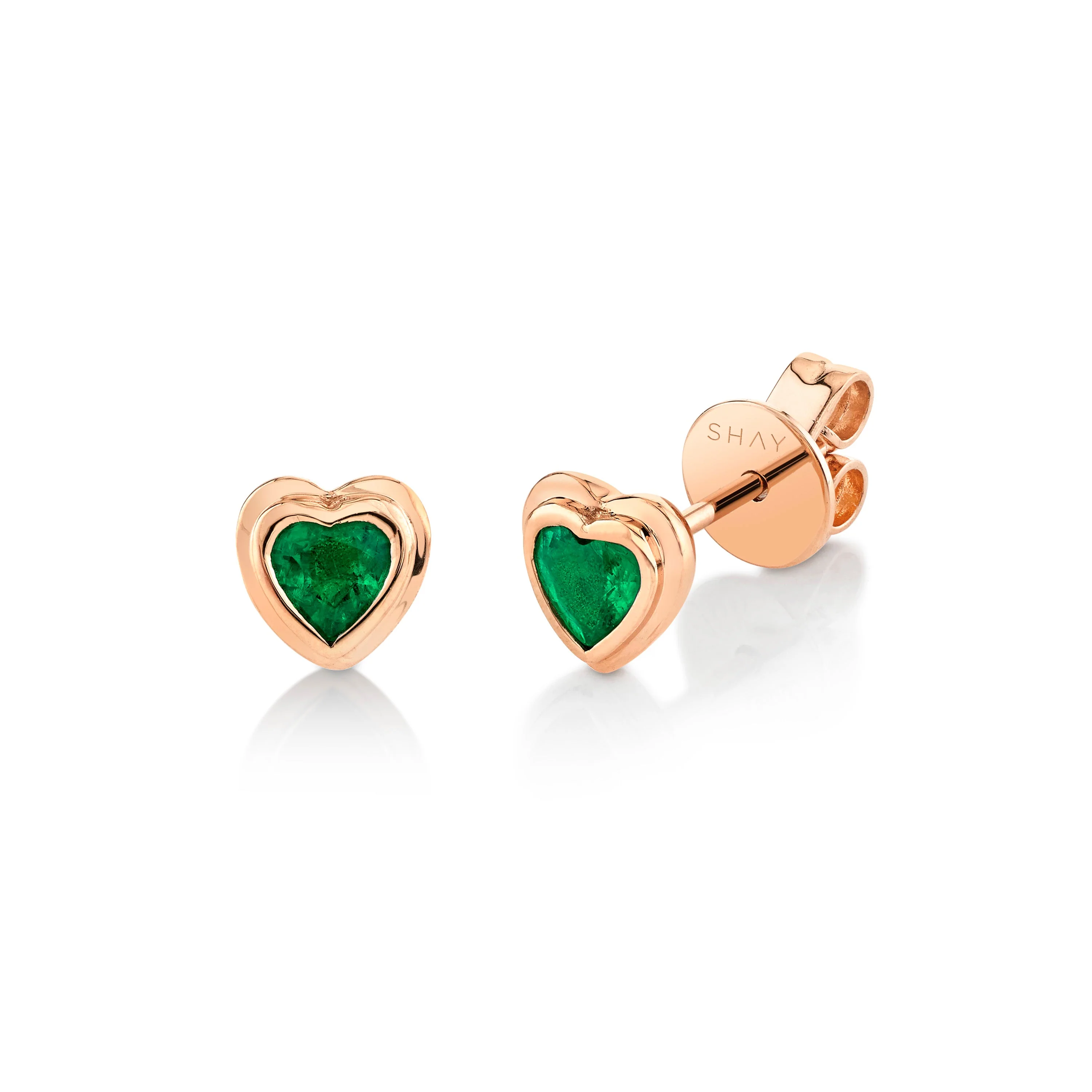 READY TO SHIP EMERALD BEZEL HEART STUDS - Image 3