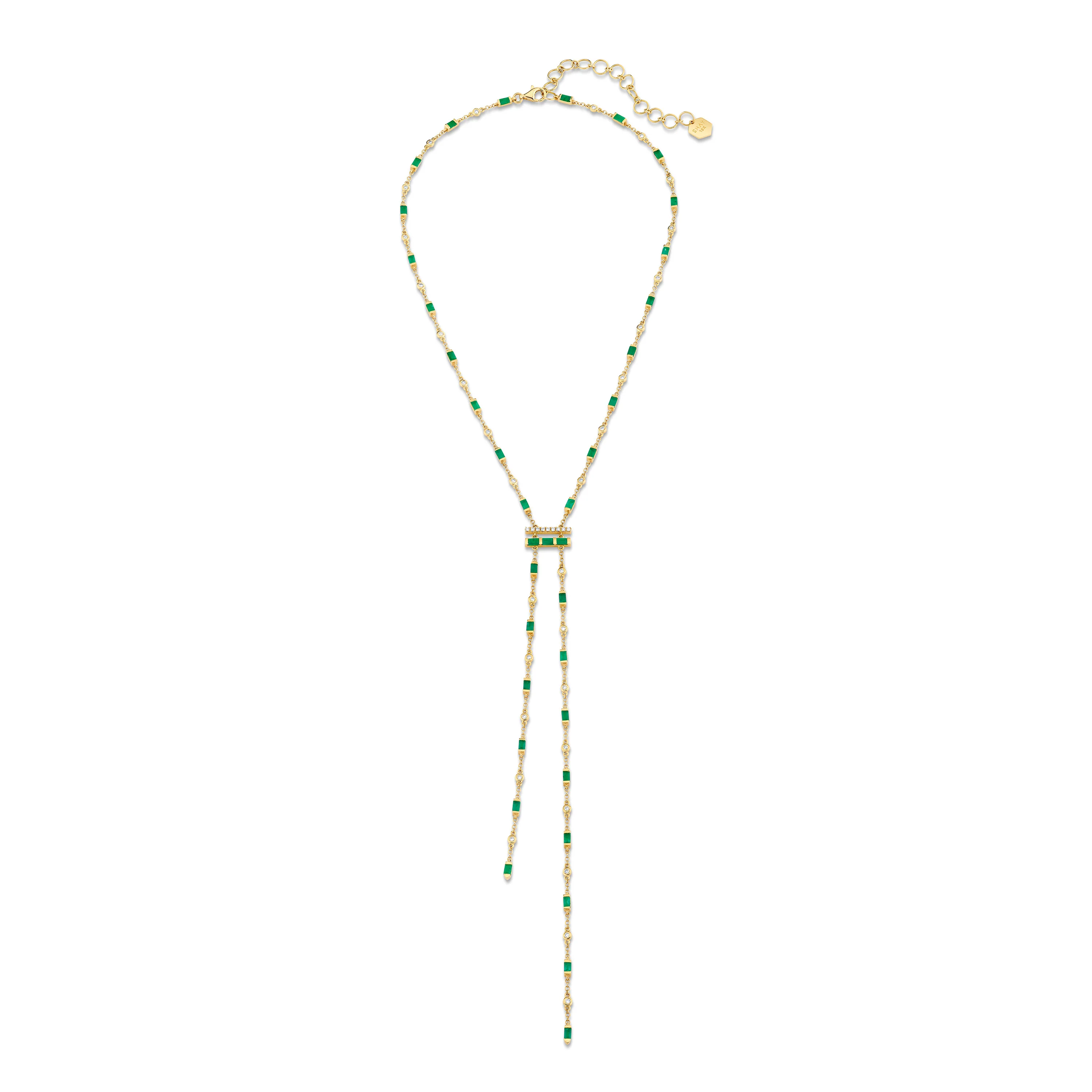 READY TO SHIP EMERALD & DIAMOND CASCADE Y NECKLACE - Image 3