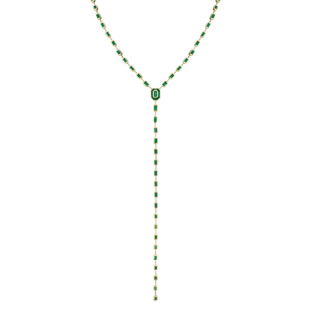 READY TO SHIP EMERALD ILLUSION Y NECKLACE