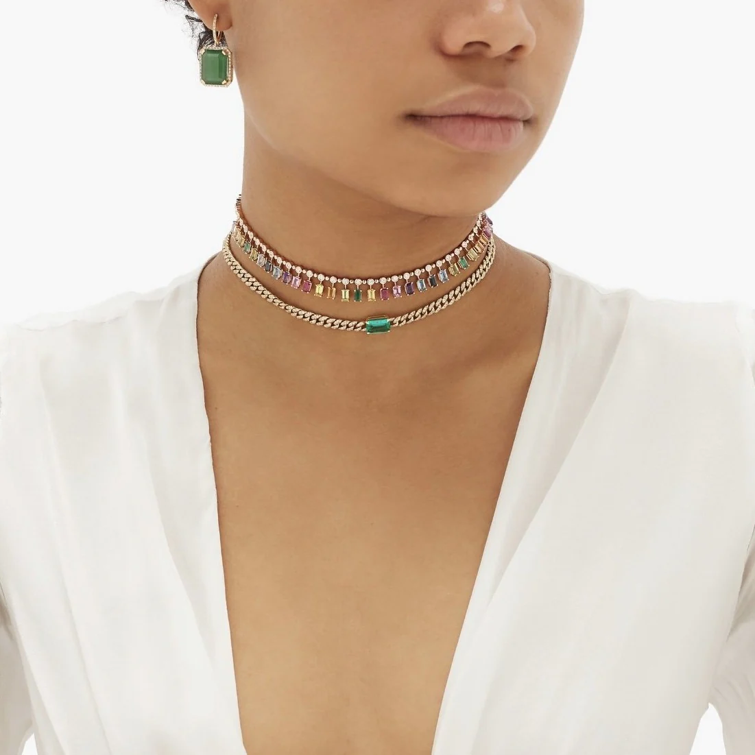 READY TO SHIP EMERALD PENDANT LINK NECKLACE - Image 2