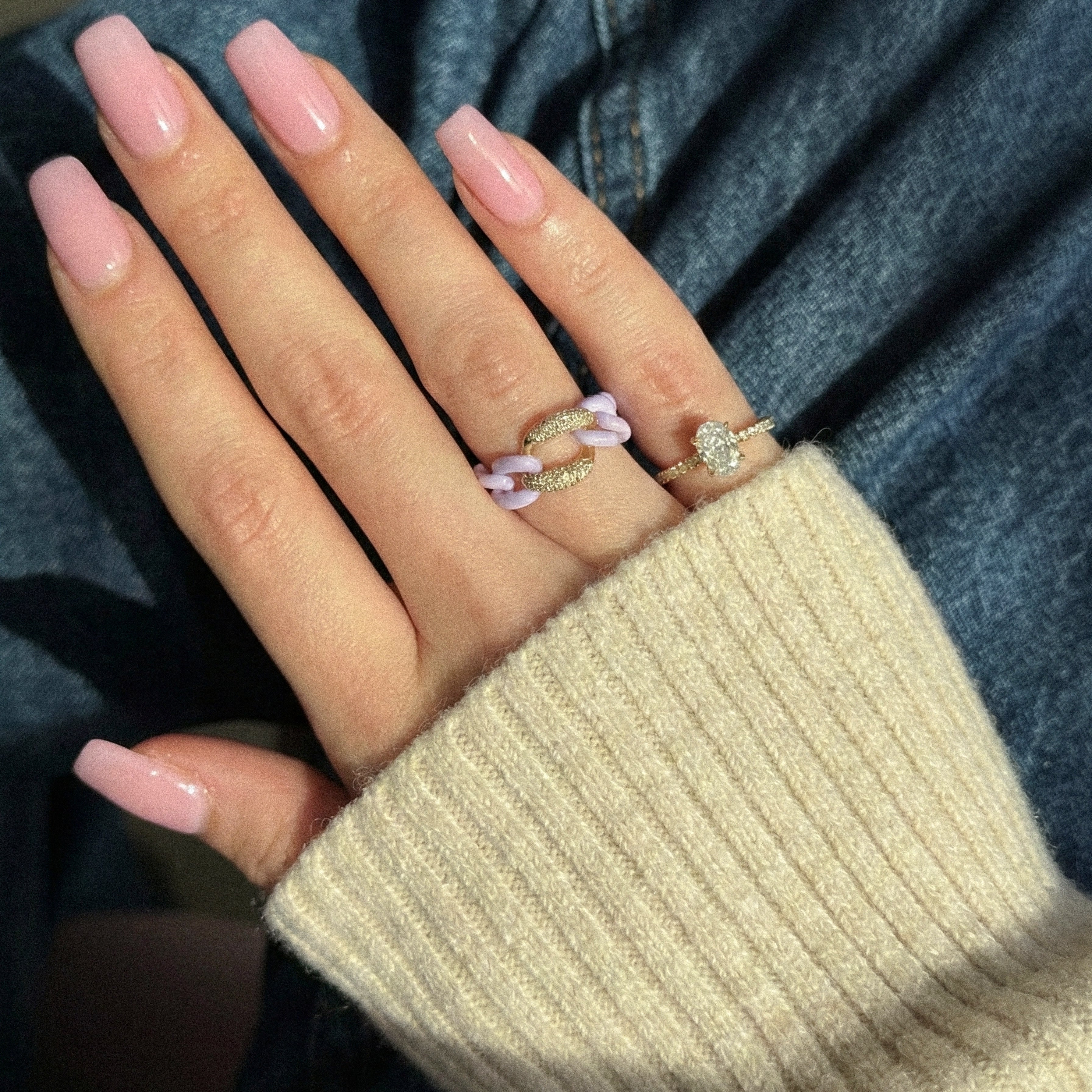READY TO SHIP LAVENDER CERAMIC PAVE MEDIUM LINK RING - Image 5