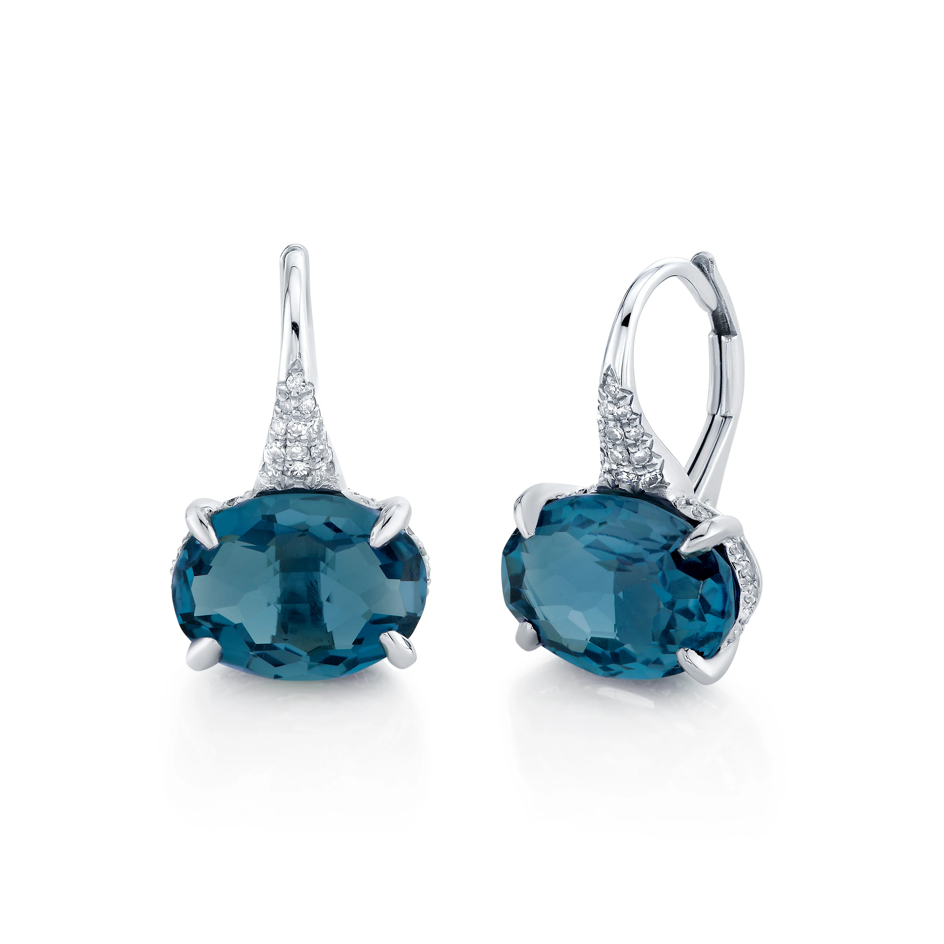 READY TO SHIP LONDON BLUE & DIAMOND GEM DROP EARRINGS (SOLD)