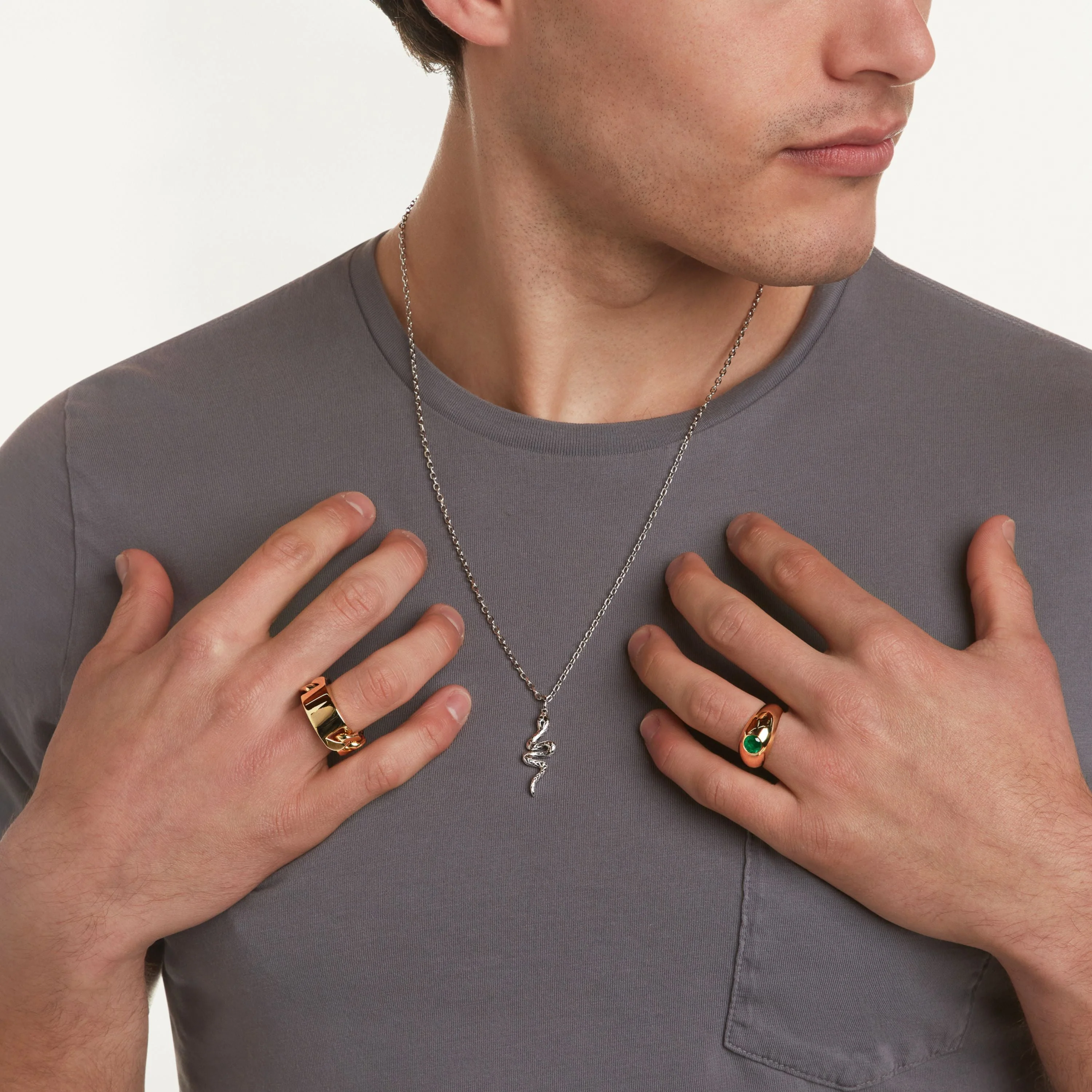 READY TO SHIP MEN'S SOLID GOLD ID LINK RING - Image 3
