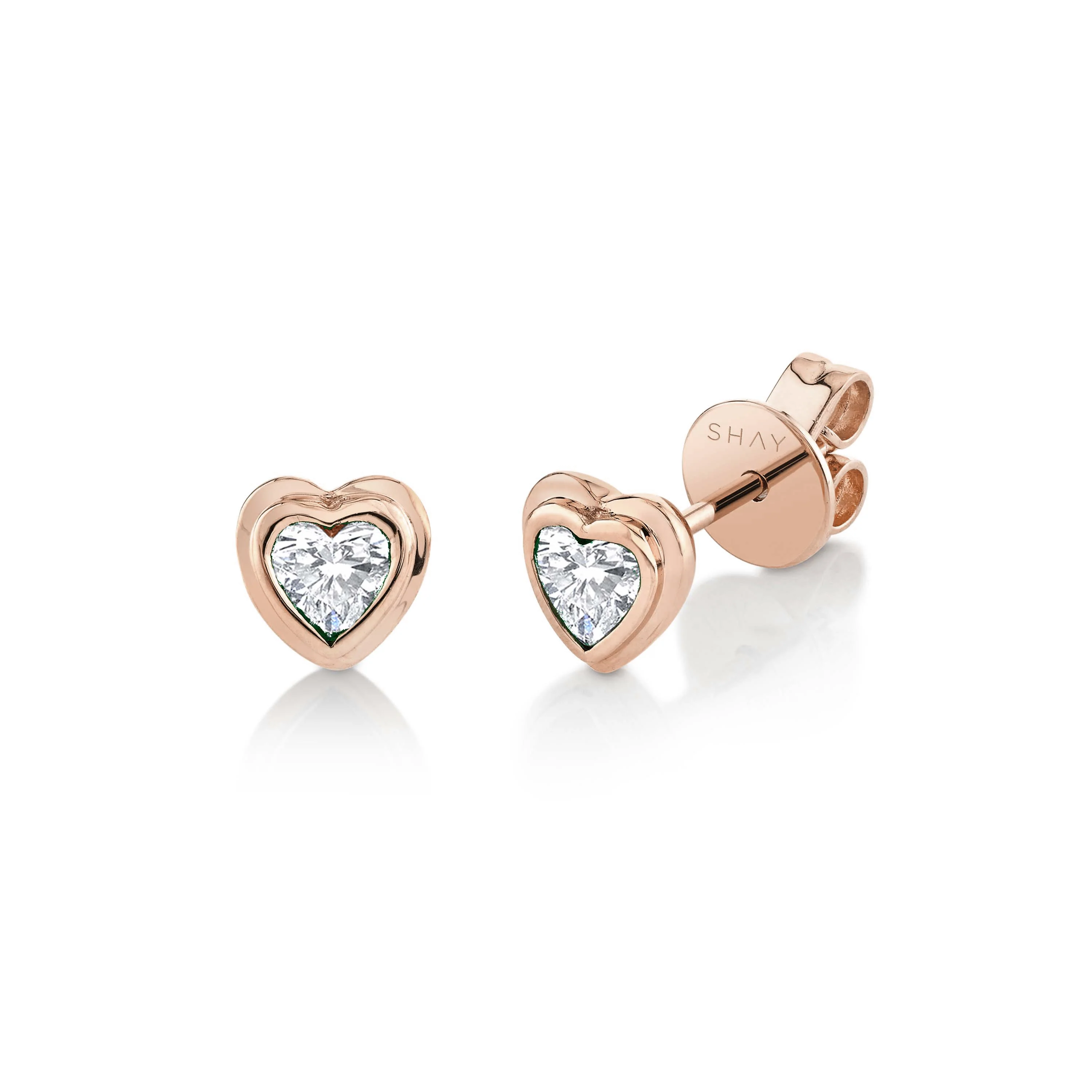 READY TO SHIP MINI ME DIAMOND BEZEL HEART STUDS - Image 3