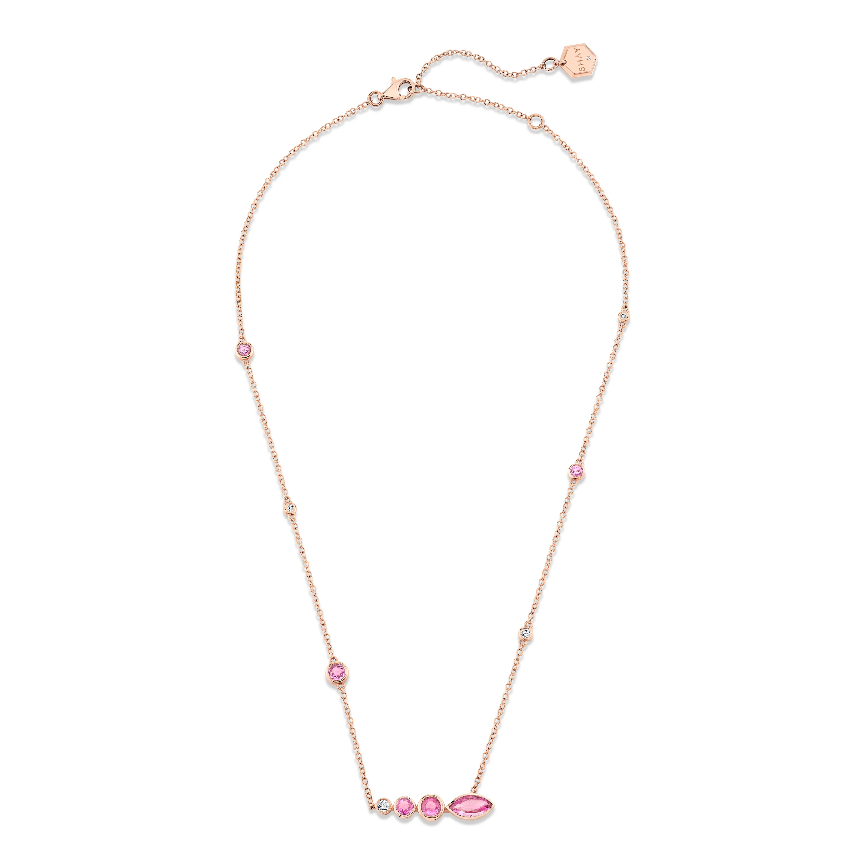 PINK SAPPHIRE & DIAMOND RIVIERA STATION NECKLACE - Image 2