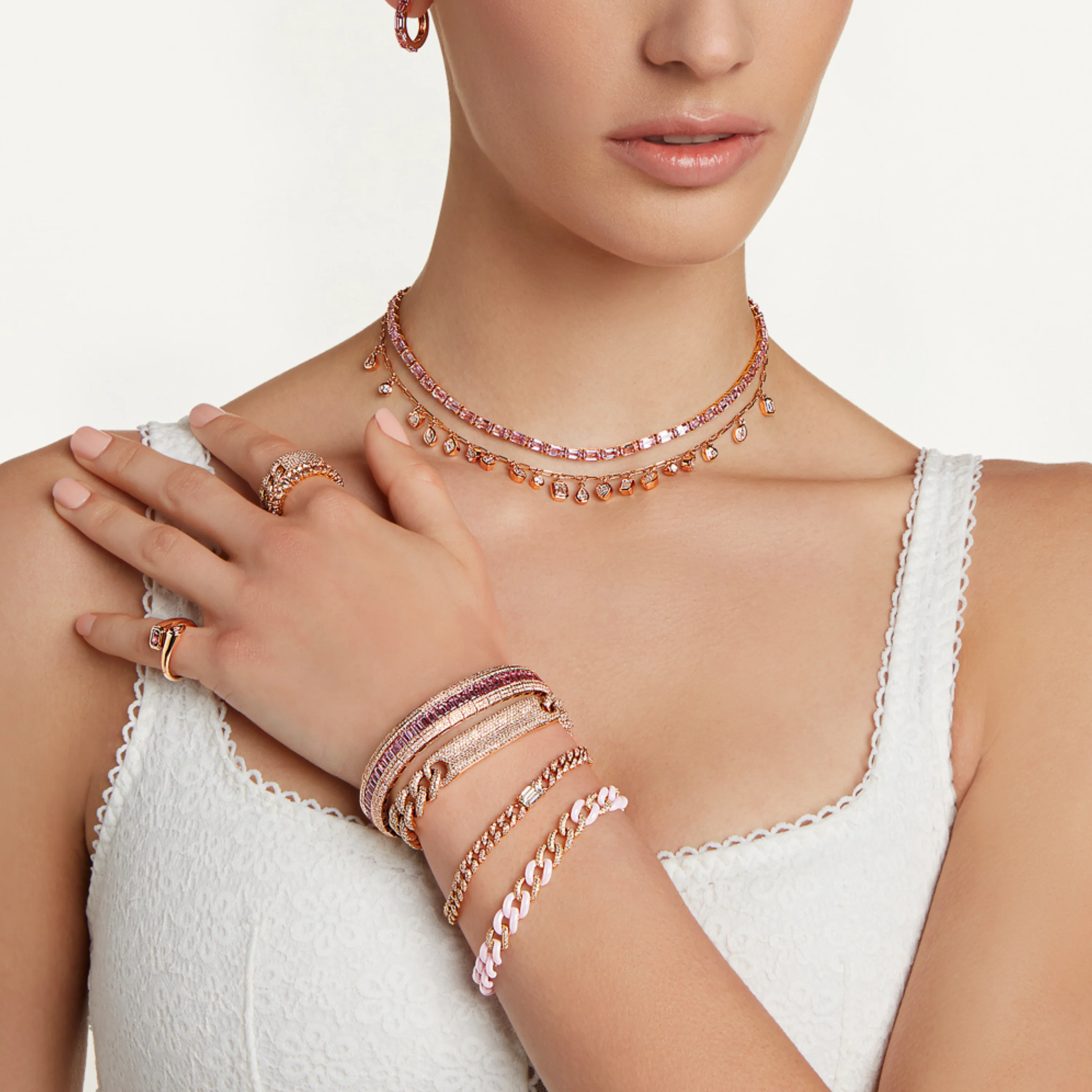 READY TO SHIP PINK SAPPHIRE TENNIS NECKLACE - Image 2