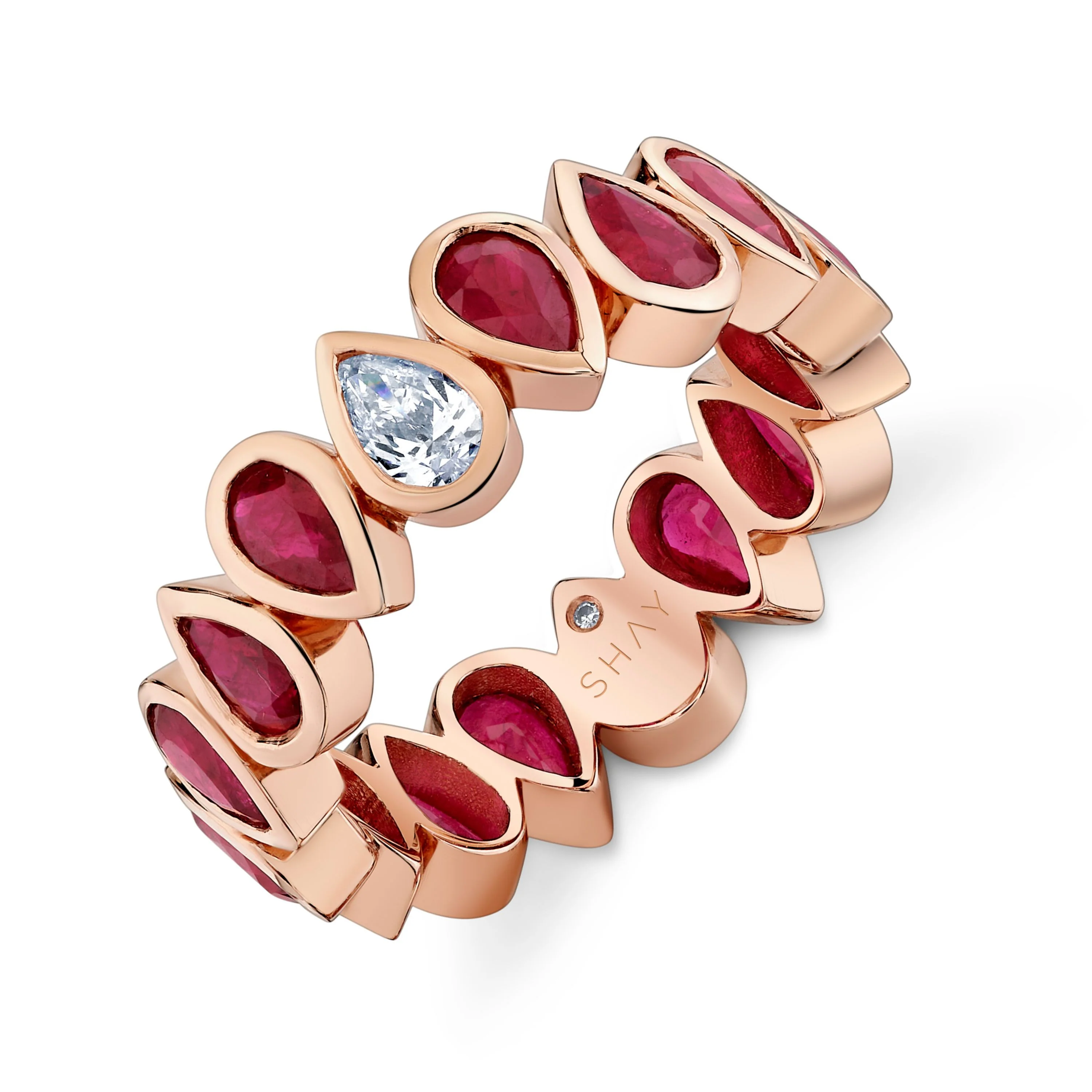 RUBY & DIAMOND PEAR BEZEL BAND - Image 3