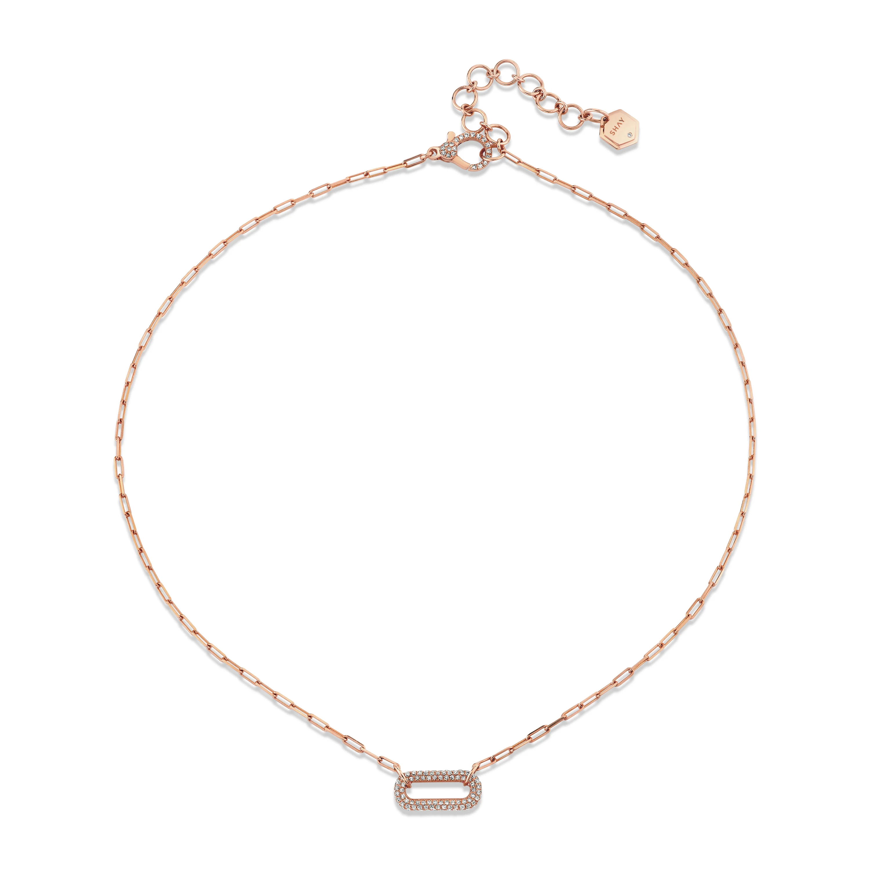 READY TO SHIP SINGLE DIAMOND PAVE MINI CABLE LINK NECKLACE - Image 3