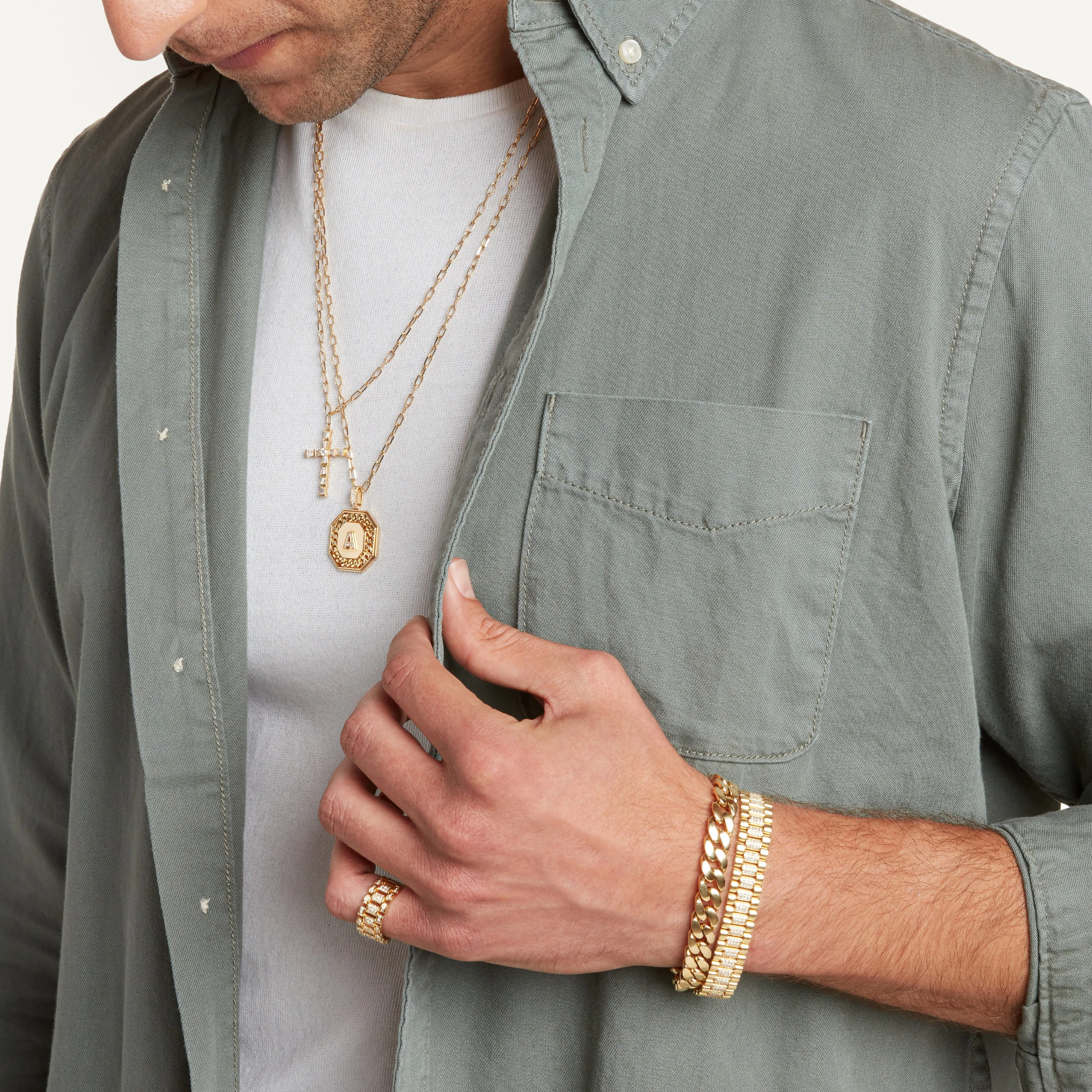 READY TO SHIP MEN'S SOLID GOLD FLAT LINK BRACELET - Image 4