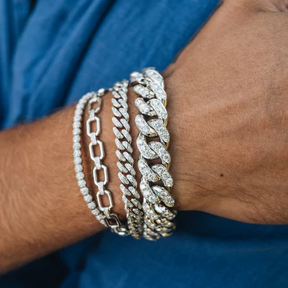 READY TO SHIP MEN'S SOLID GOLD SQUARE LINK BRACELET - Image 3