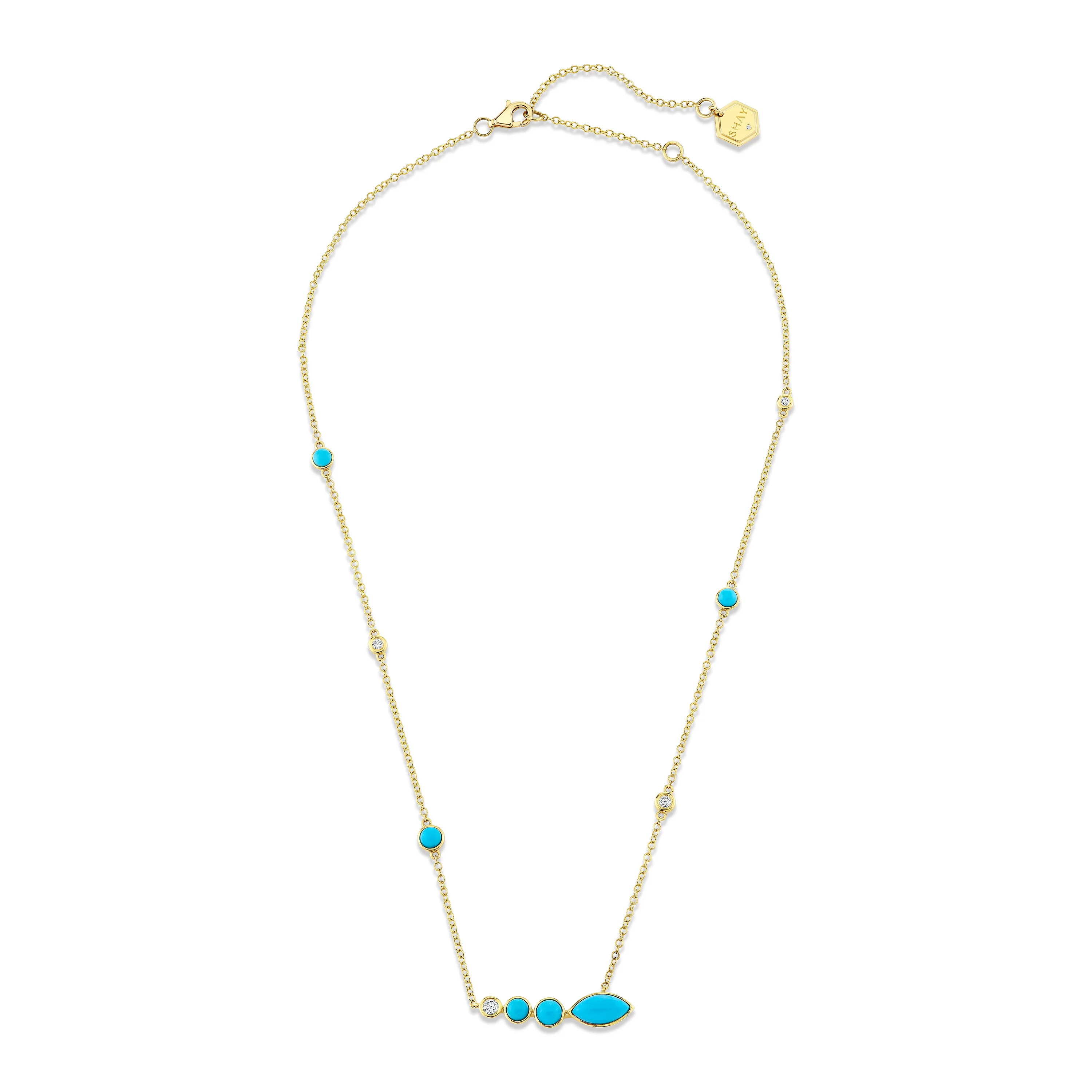 TURQUOISE & DIAMOND RIVIERA STATION NECKLACE - Image 2