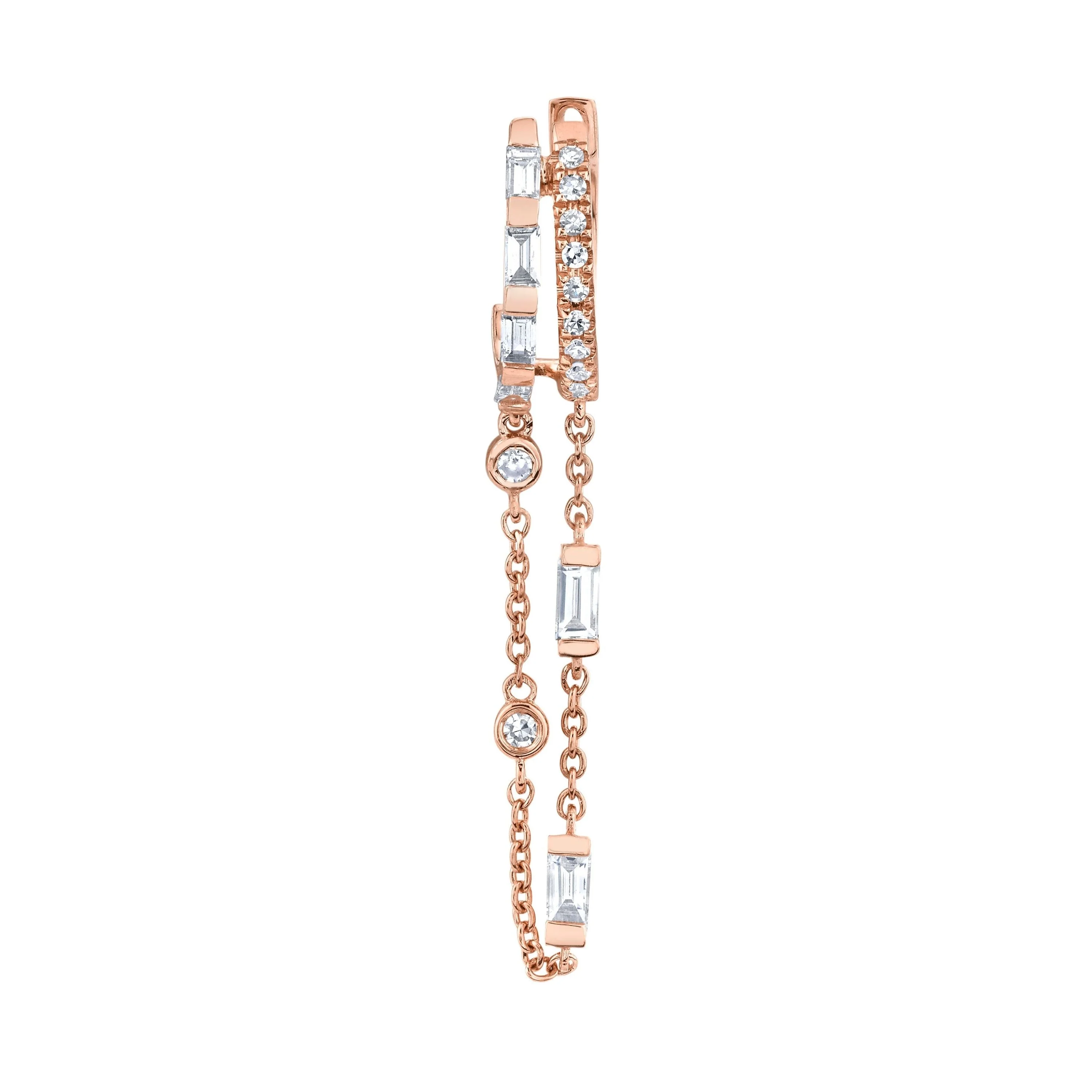 SINGLE DIAMOND DOUBLE FRINGE HUGGIE - Image 4