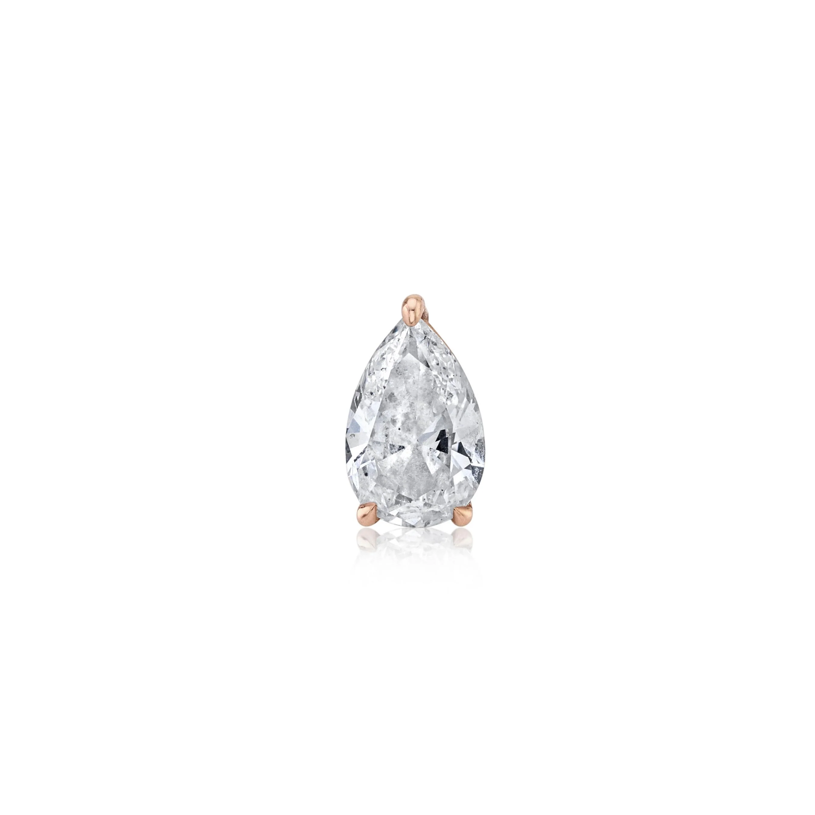SINGLE LARGE DIAMOND PEAR SOLITAIRE STUD - Image 3