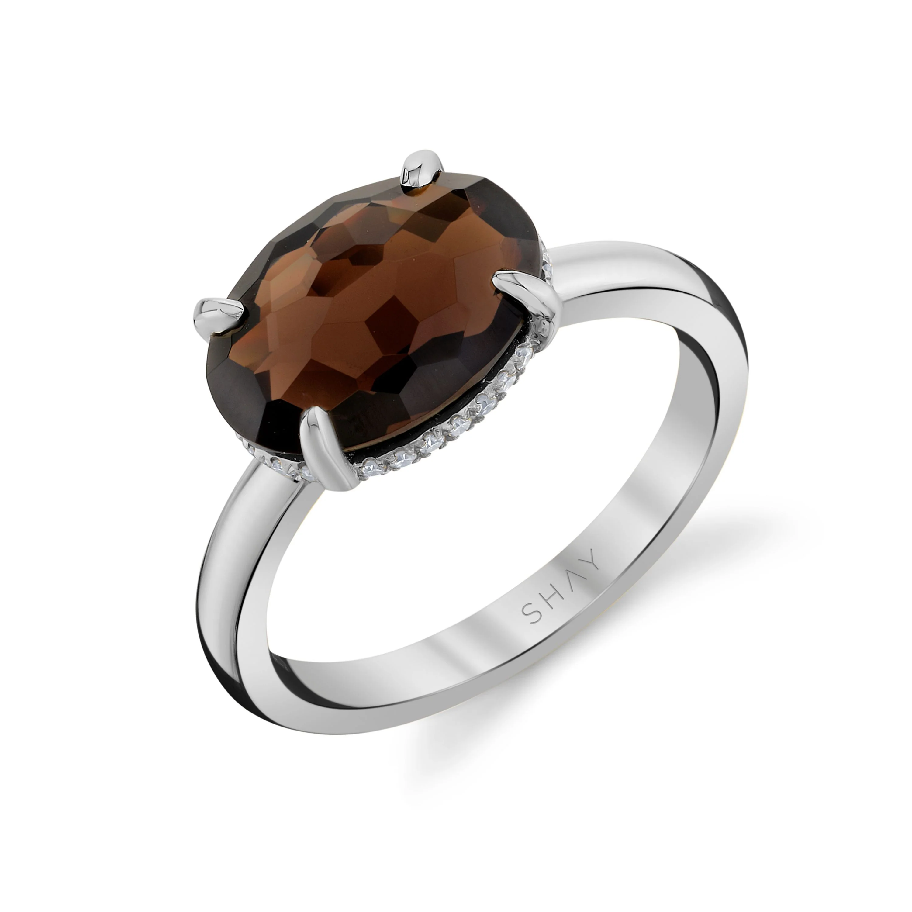 SMOKY QUARTZ & DIAMOND GEM RING
