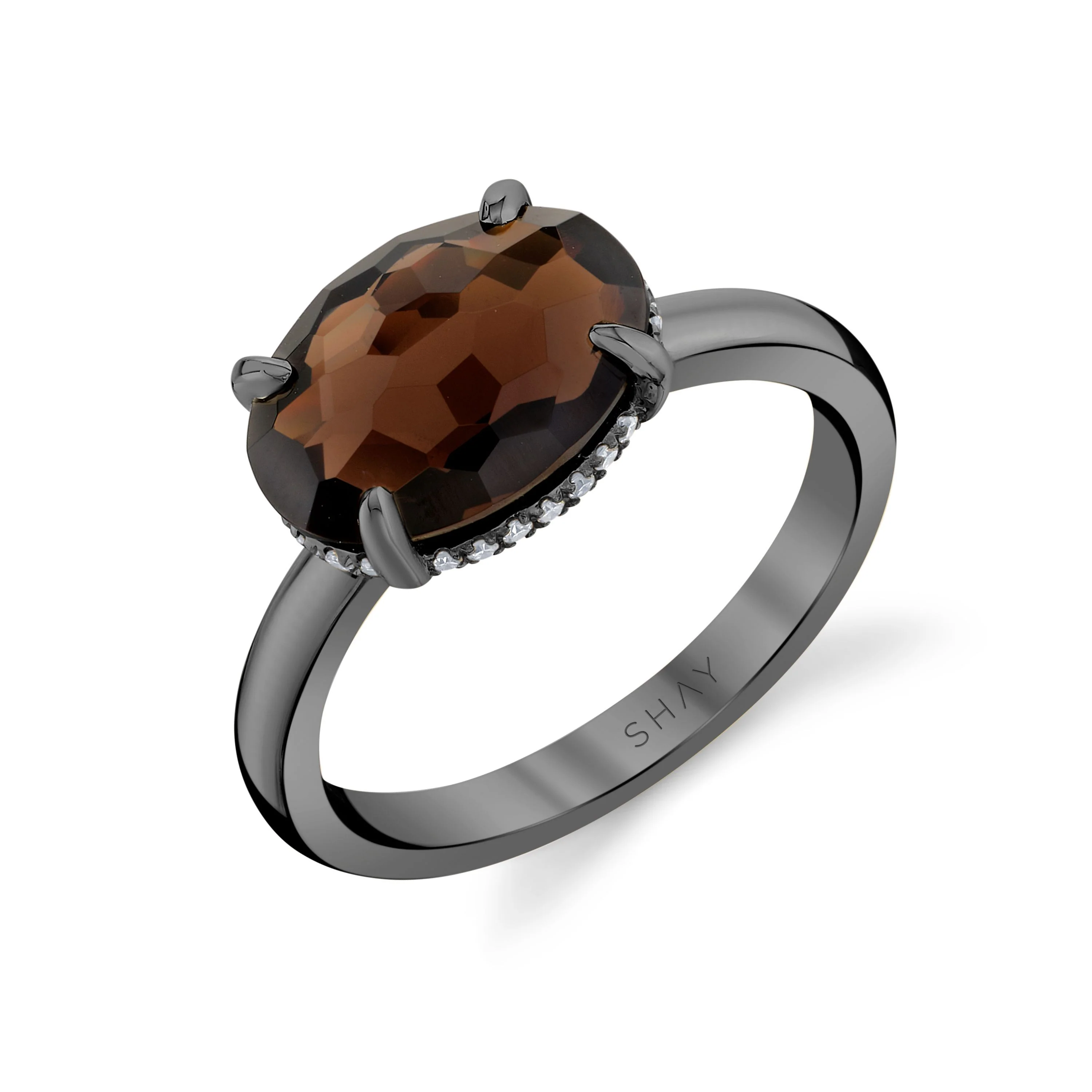 SMOKY QUARTZ & DIAMOND GEM RING - Image 5