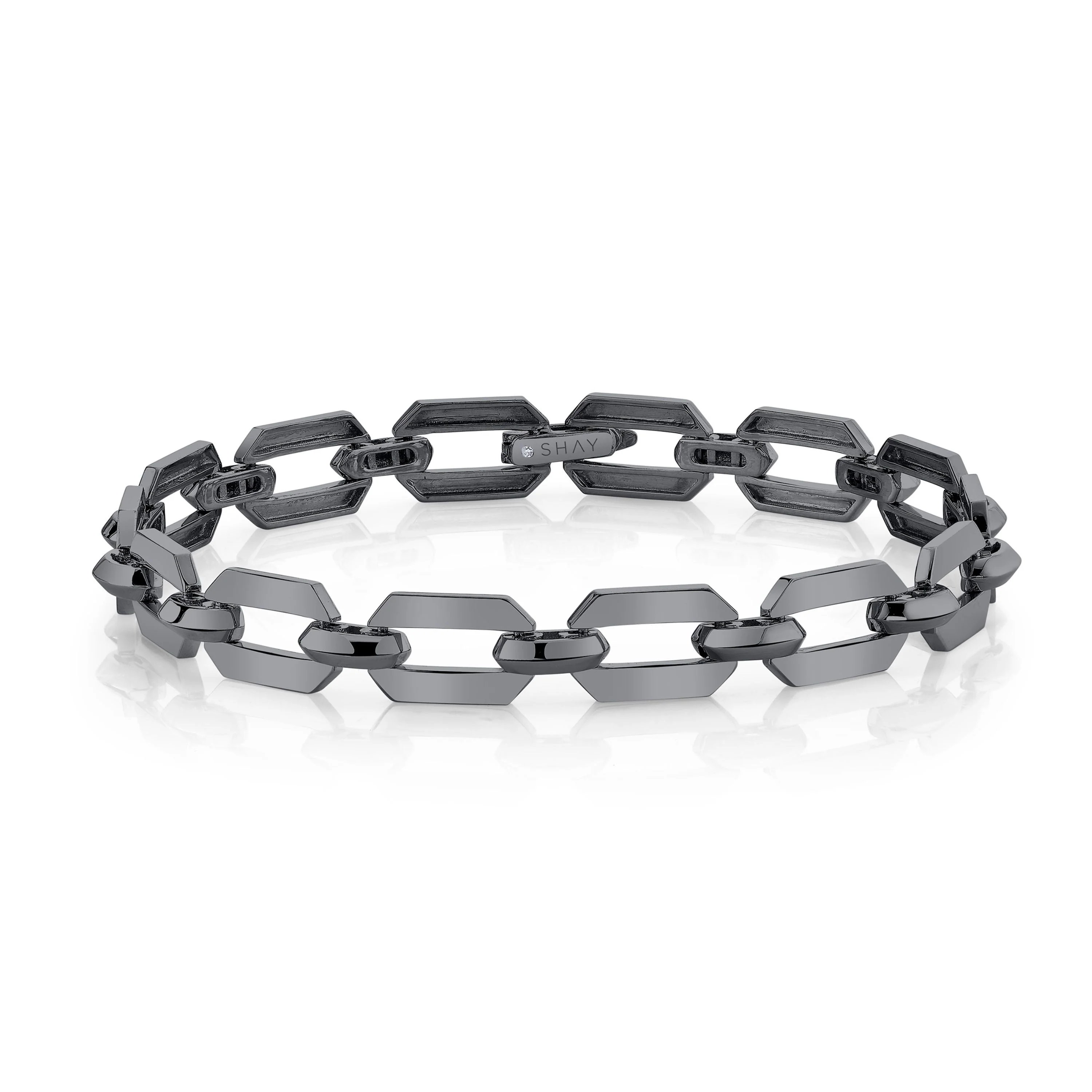 SOLID GOLD FLAT GEO LINK BRACELET - Image 5