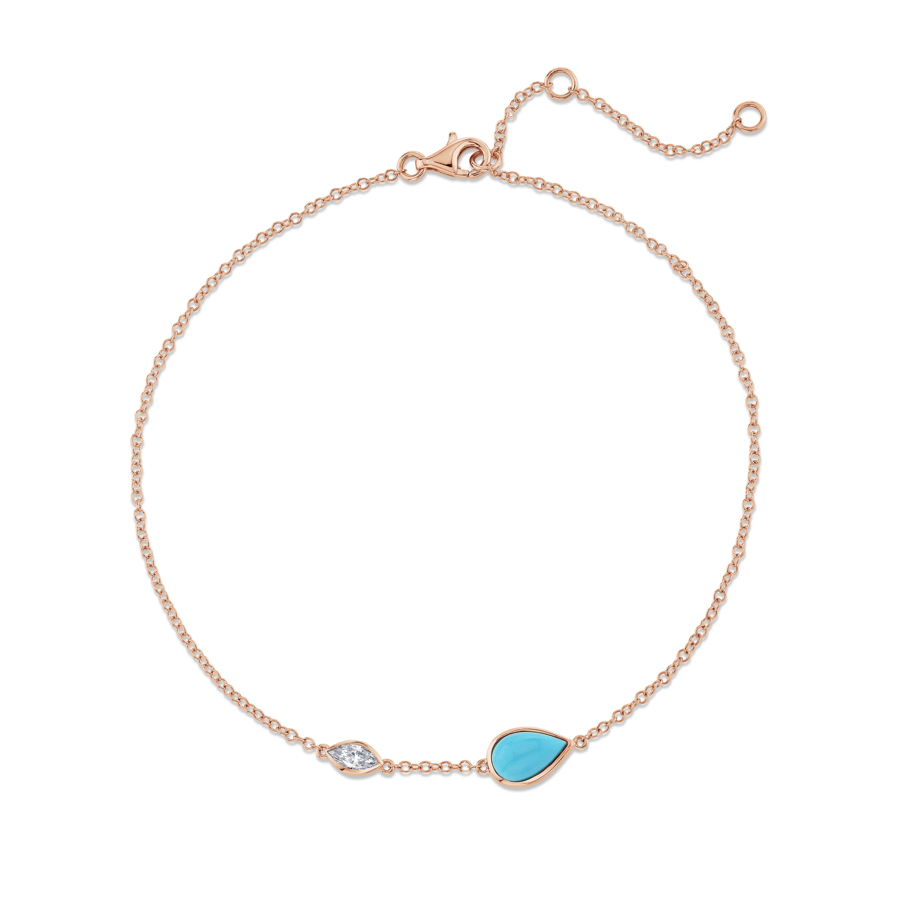 TURQUOISE & DIAMOND RIVIERA ANKLET - Image 3