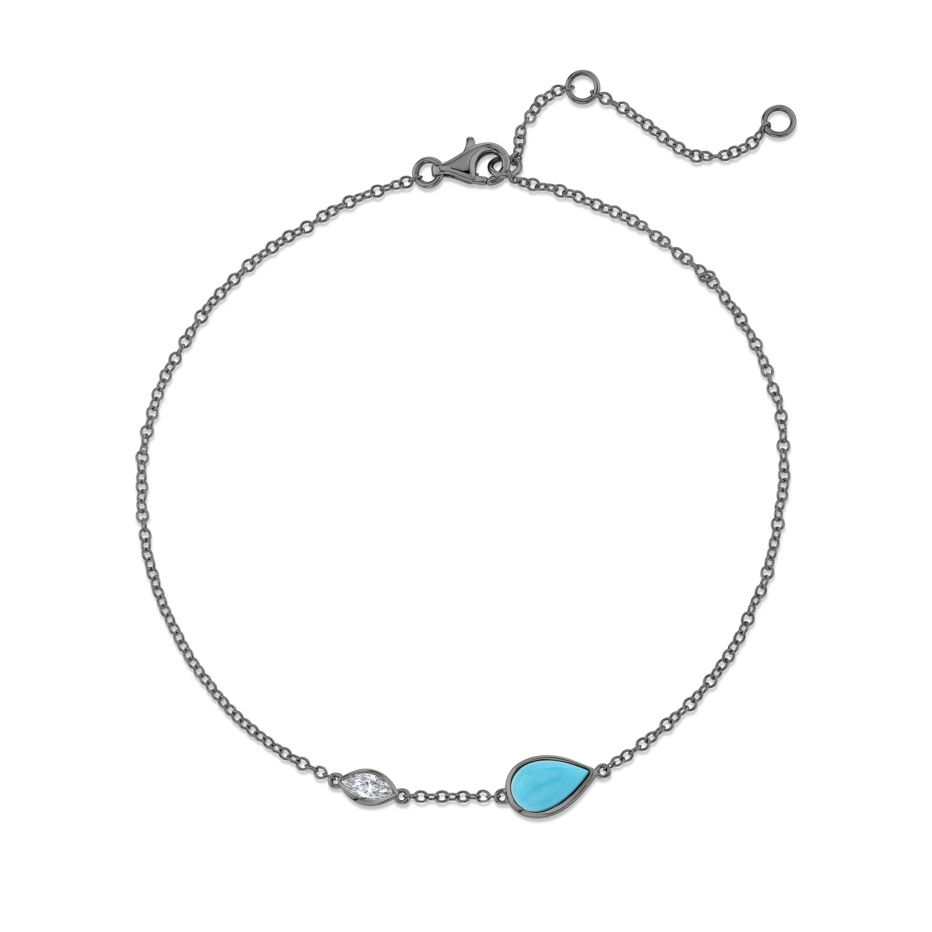 TURQUOISE & DIAMOND RIVIERA ANKLET - Image 4