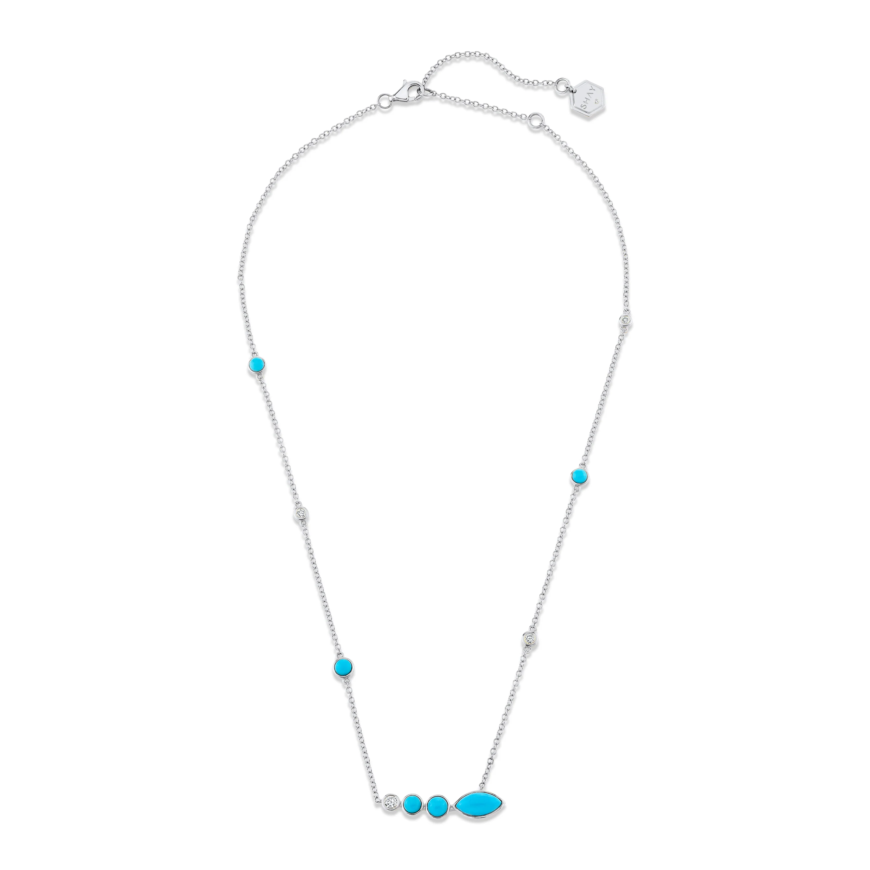 TURQUOISE & DIAMOND RIVIERA STATION NECKLACE - Image 4