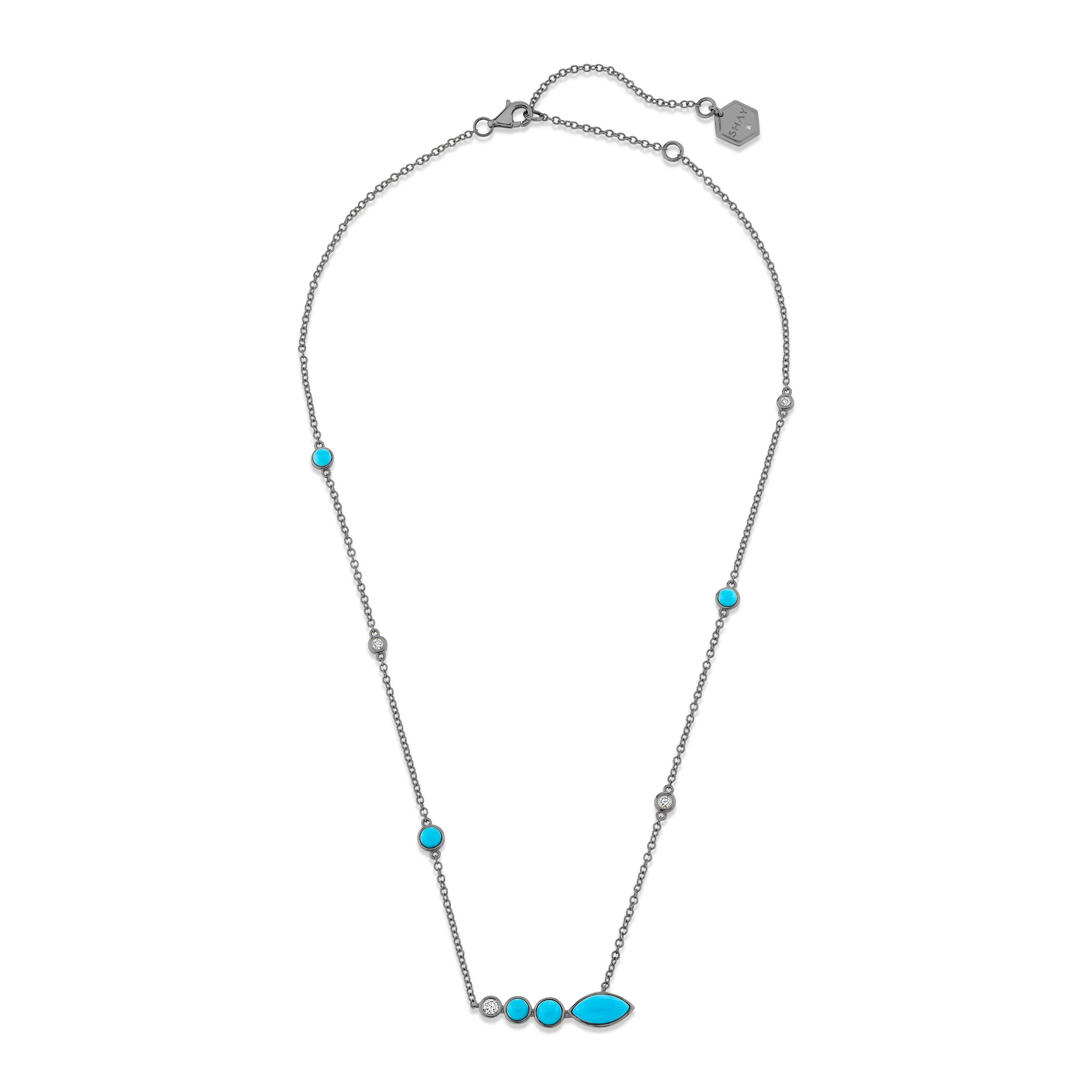 TURQUOISE & DIAMOND RIVIERA STATION NECKLACE - Image 5