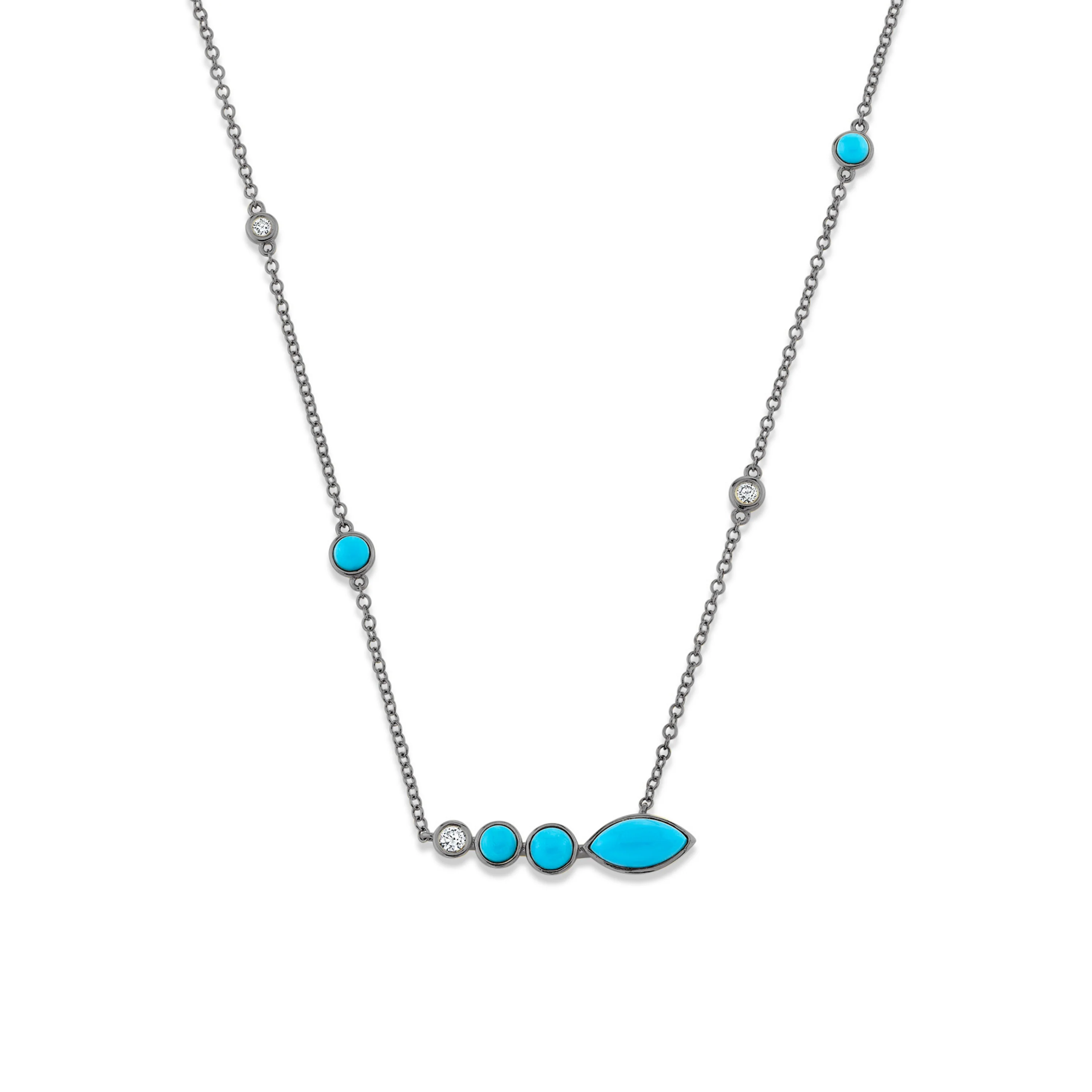 TURQUOISE & DIAMOND RIVIERA STATION NECKLACE - Image 6