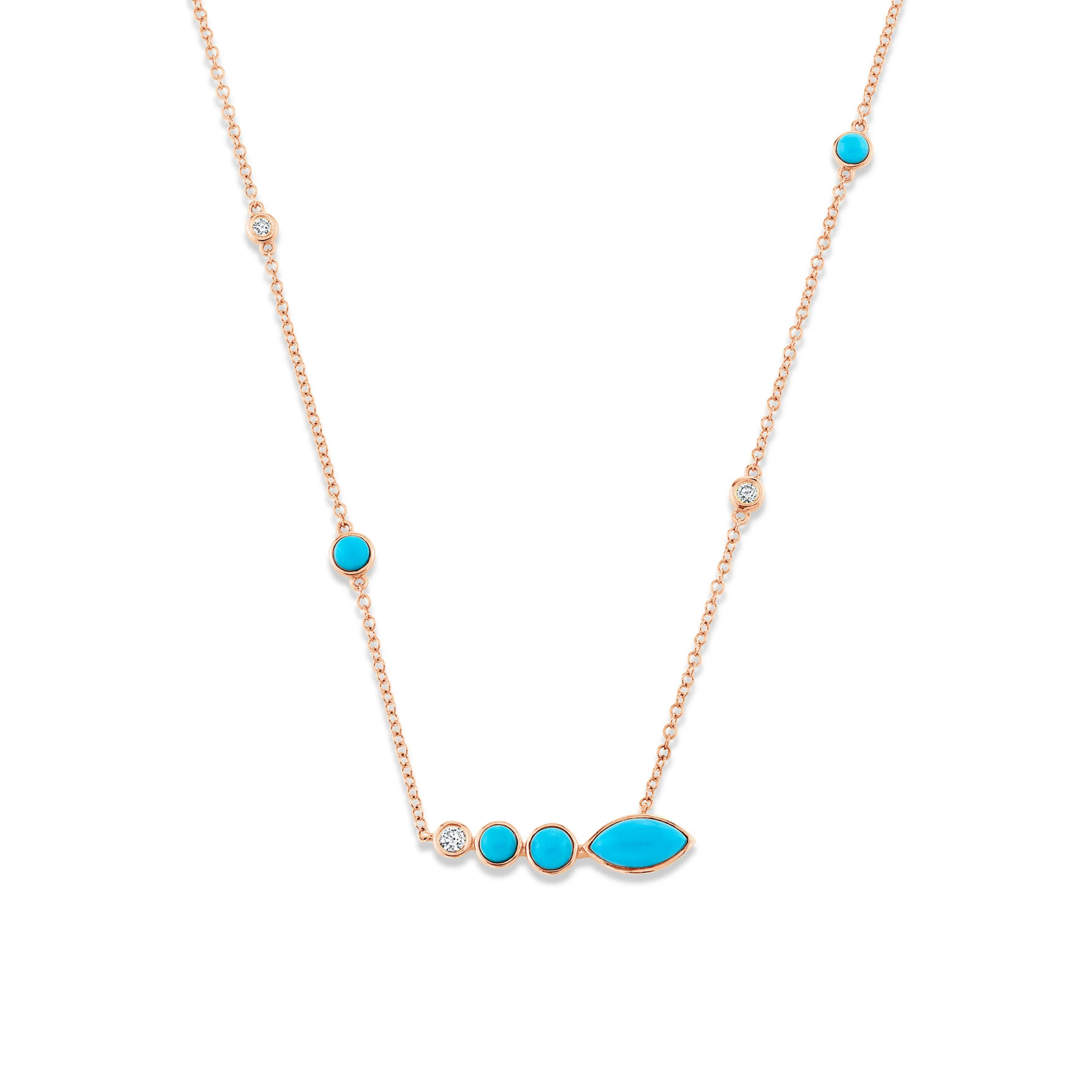 TURQUOISE & DIAMOND RIVIERA STATION NECKLACE - Image 7