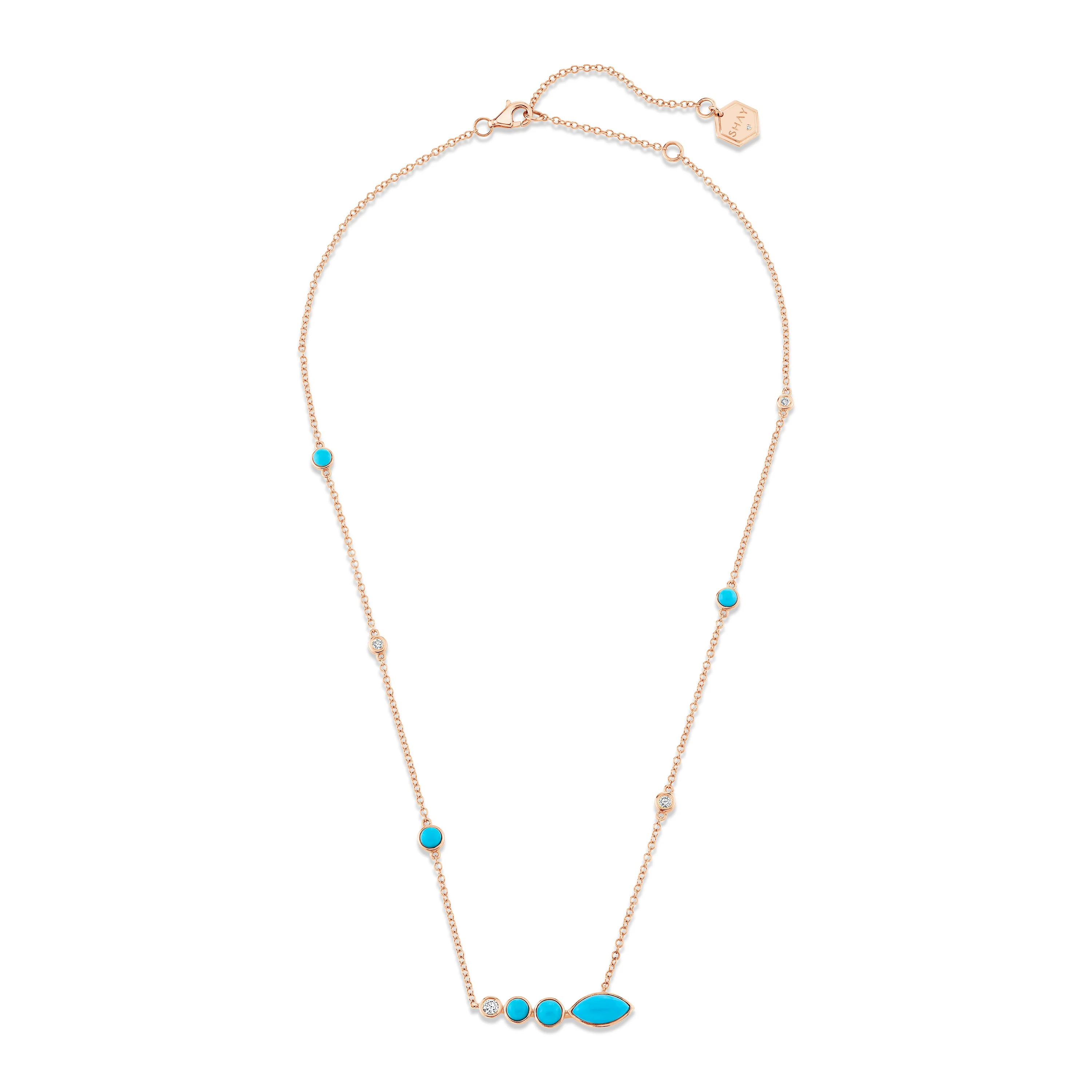 TURQUOISE & DIAMOND RIVIERA STATION NECKLACE - Image 8