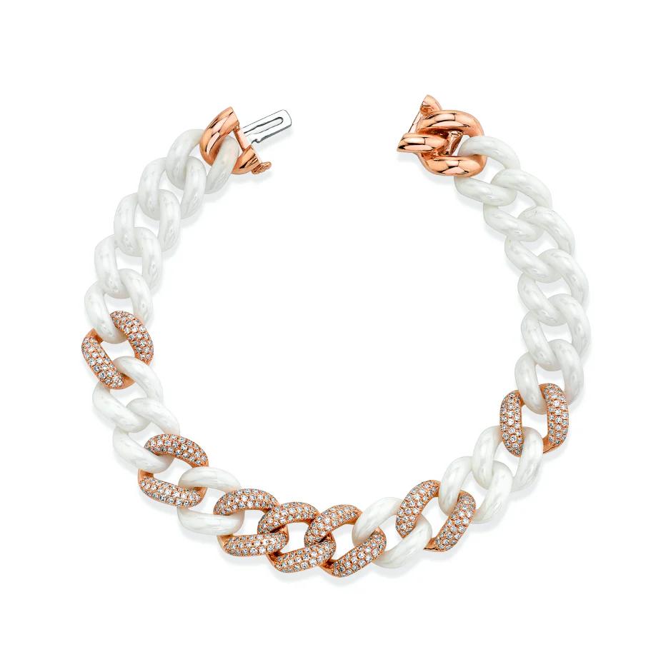 WHITE CERAMIC PAVE ESSENTIAL LINK BRACELET