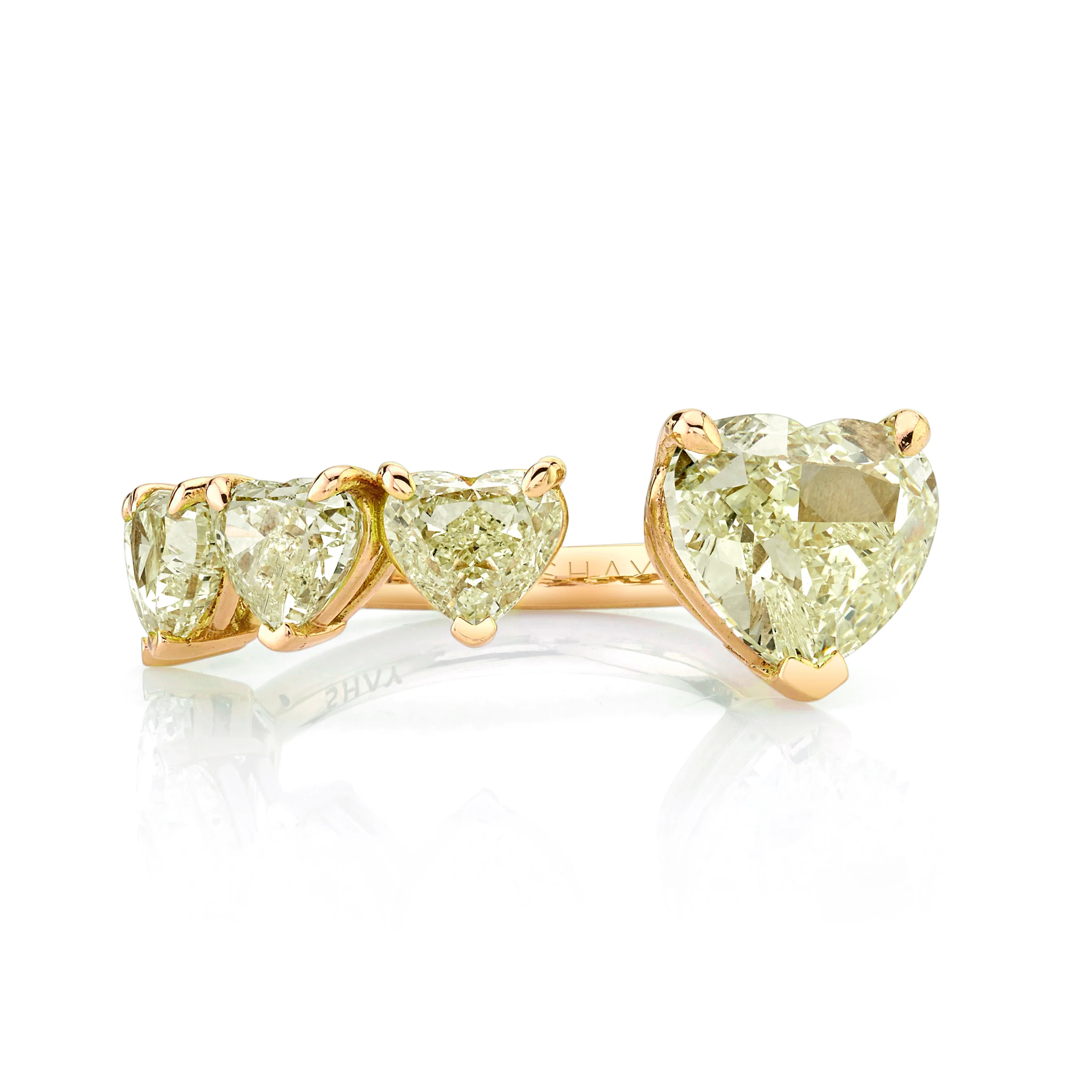 YELLOW DIAMOND FLOATING HEART RING - Image 6
